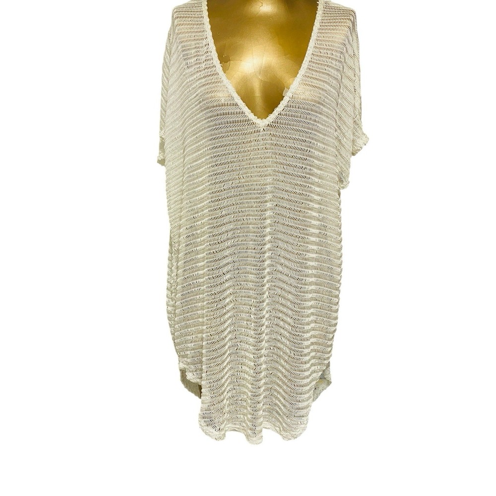 Jordan Taylor Women's White Cover Up Beach Lake Pool Resort Sheer V Neck XL